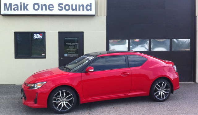 Scion TC 2016 with professional window tint in North Bay